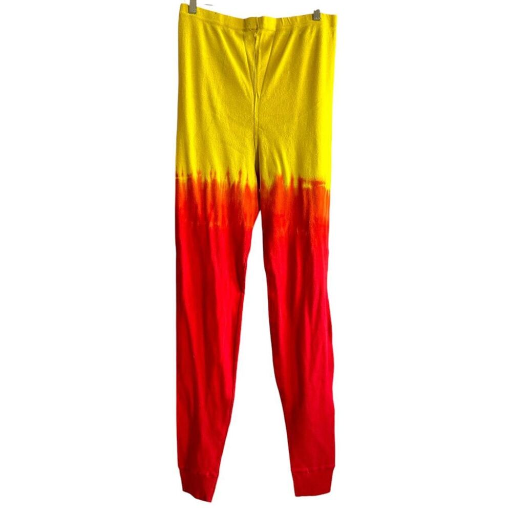 Womens Leggings Size 2XL Red Yellow Tie Dye Handcrafted Hippie Festival Travel
